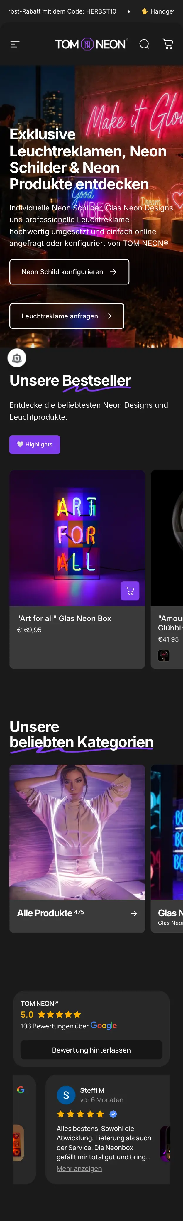 Mobile Ansicht Tom Neon